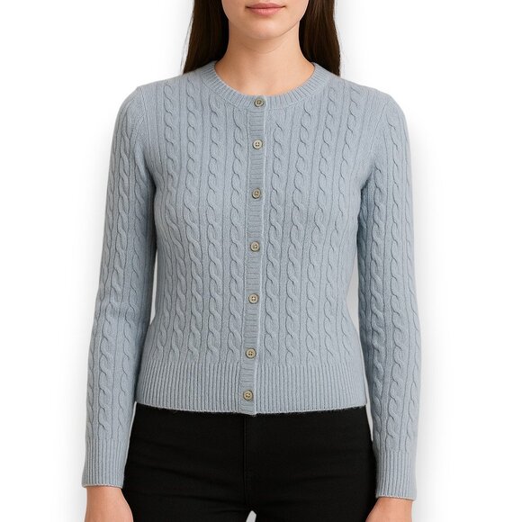 Ann Mashburn Rosie Cable Cardigan Cashmere Sweater - Picture 1 of 14